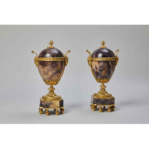 A Pair of gilt-bronze mounted Blue John Vases
